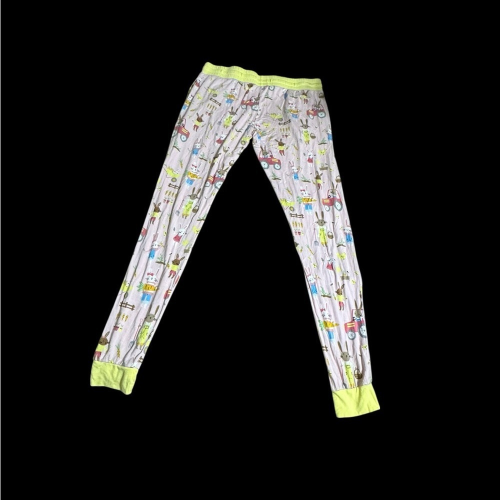 Little Sleepies White Pajama Pants with Neon Yellow Trim